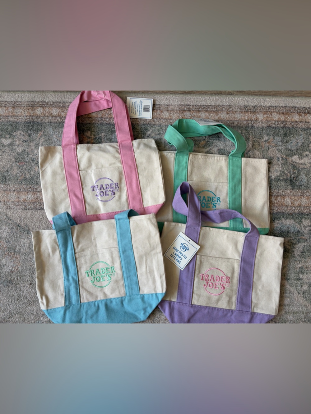 Trader Joe's Mini Canvas Tote Bags (All Four, Not Sold Separately)